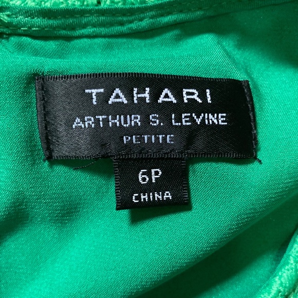 Tahari by Arthur S Levine Kelly Green Flirty Lined Lace Sheath Dress Vintage 6 - Picture 7 of 8